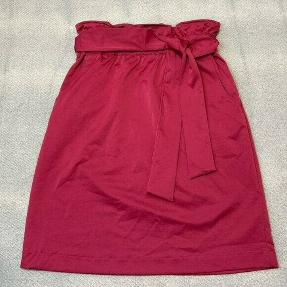 Women’s Pink High Rise Paperbag Skirt with Belt Size 8 Pockets - Picture 1 of 8